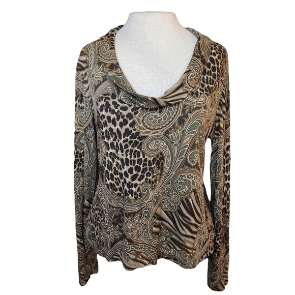 𝅺Worth 100% Silk Vintage Cowl Neck Long Sleeve Top - Picture 1 of 5